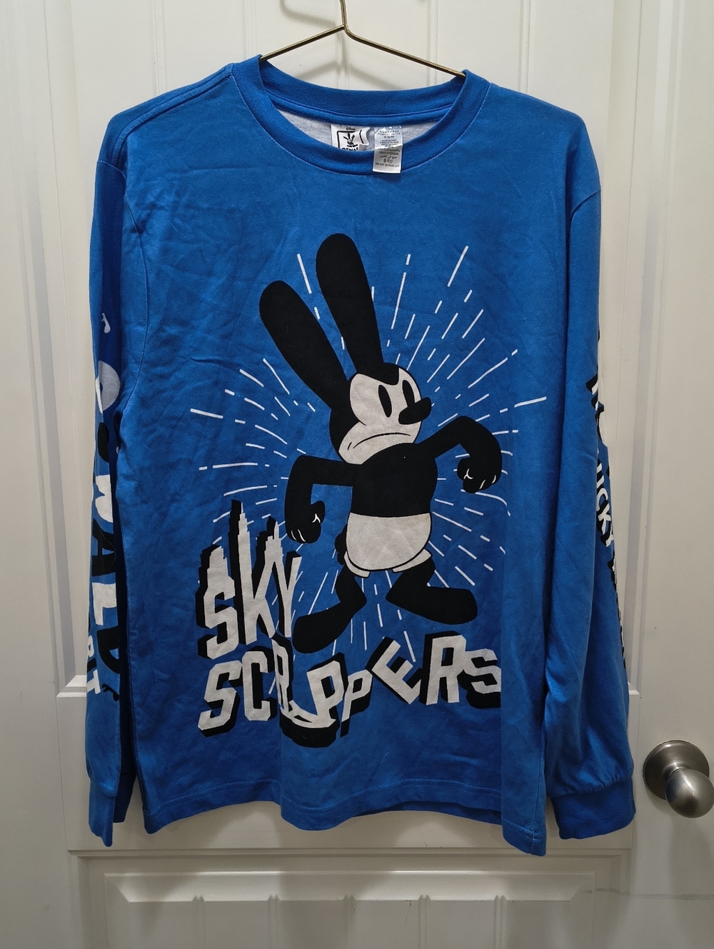 Oswald the Lucky Rabbit Disney Sky Scrappers Long-Sleeve Tee Blue Medium NWT